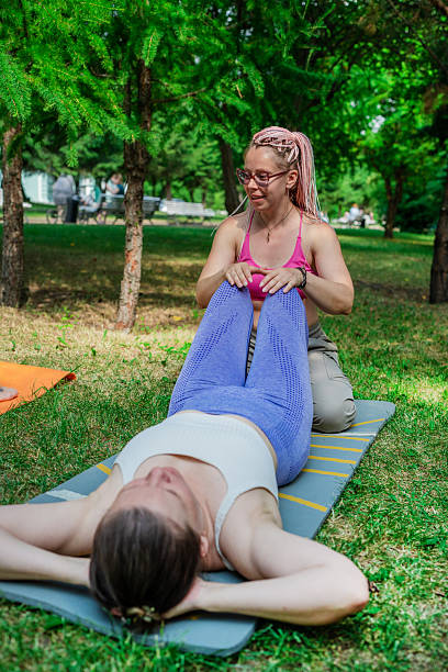 Ademhaling en stretch op mat